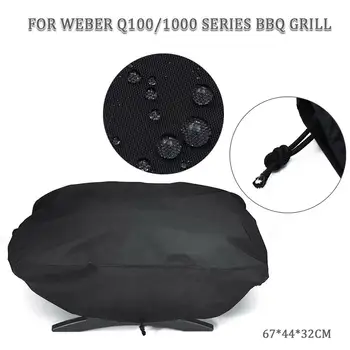 

Dustproof BBQ Grill Protector Coating Rainproof Sun Protection For Weber 7110 Q100 1000 Series BBQ Grill Cover 67x44x32cm