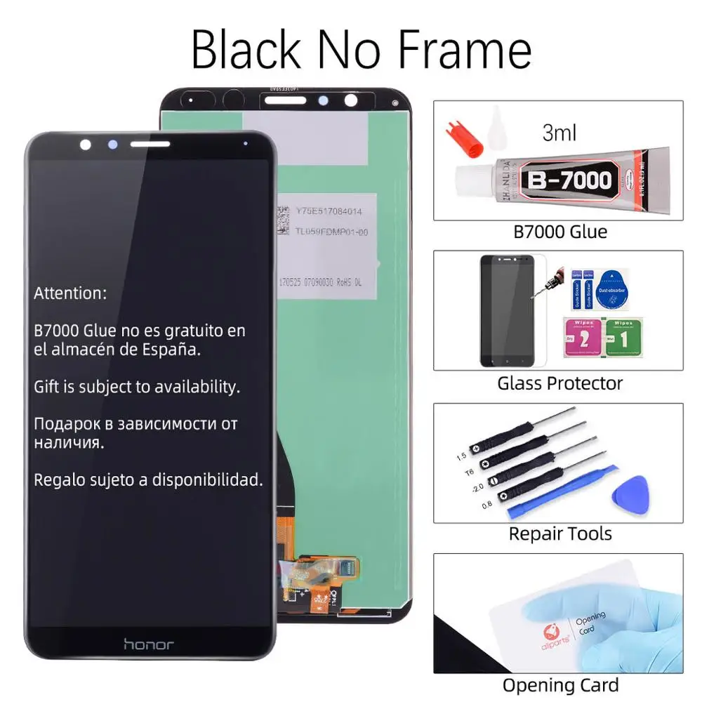 Black No Frame Для Honor 7x дисплей сенсорный экран Замена с рамкой дисплей для huawei Honor 7x ЖК-дисплей дигитайзер BND-L21 - Цвет: Black No Frame