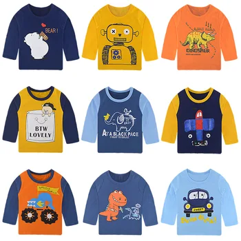 

Toddler Baby T Shirt for Boy Girl Elephant Bear Print Kids Tshirt Spring Autumn Children Clothes Cotton Long Sleeve Tops 0-8Y