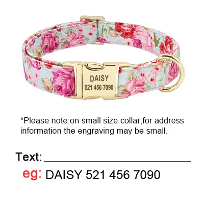 Dog Collar Personalized Printed Dog Collar Leash Set Customized Nylon Pet Collar Leash Free Engraved Nameplate For Small Medium Large Dogs