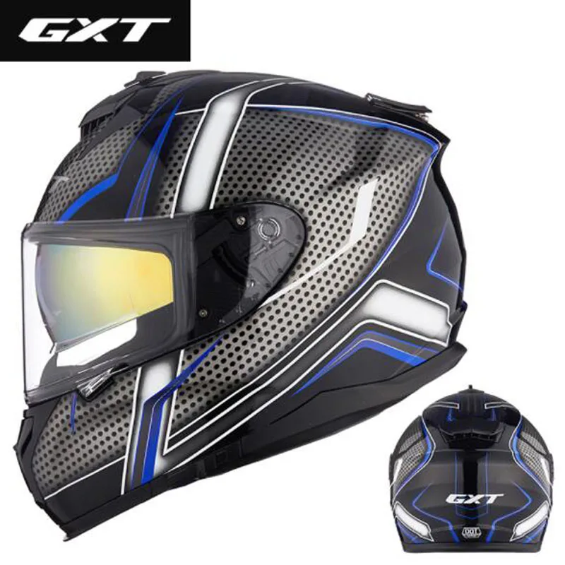 Рыцарский защитный GXT двойной объектив мотоциклетный шлем полное лицо мотоциклетные шлемы из ABS с PC козырьком линзы