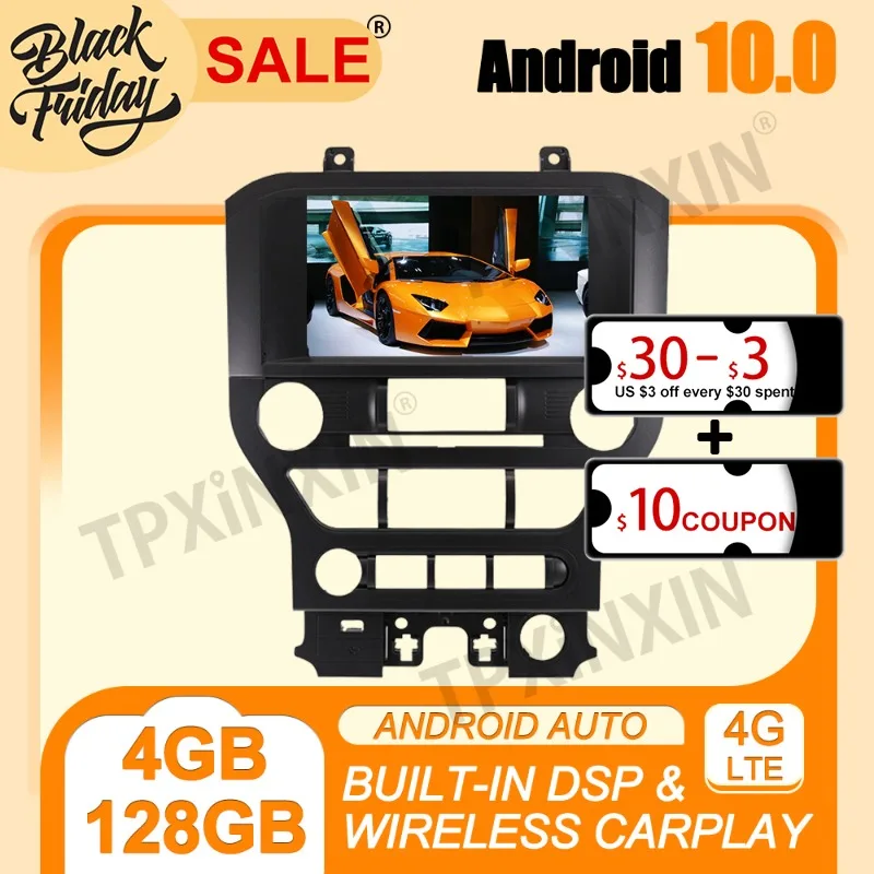 

IPS 4+128G Carplay DSP Android 10.0 PX6 For Ford Mustang 2015-2018 Multimedia Player Auto Radio Tape Recorder GPS Navi Head Unit