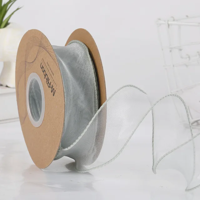 10 Yards Color Fishtail Yarn Ribbon Bouquet Packing Material Fresh Flowers Baking Overwrap Ribbon Wave Chiffon Yarn Gift Strap green