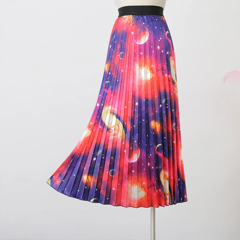 Плиссированная юбка осень и зима женская новая стройнящая юбка с принтом звезды Женская