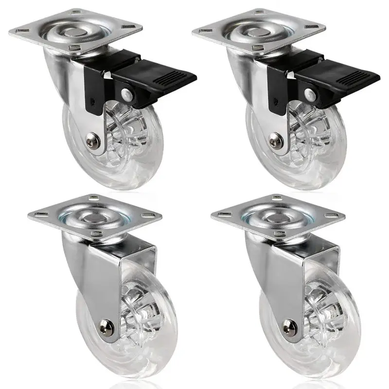 

HHO-4 x Heavy Duty 75mm Swivel Castor Wheels Trolley Furniture Caster with Brakes - Load Capacity 100kg Per Wheel (Set of 2 x Sw