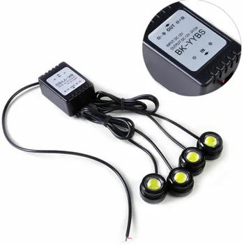 

Car LED Hawkeye Light 4in1 6500K White DC 12V 6W Remote Control DRL Auto Replacement Parts Emergency Strobe Fog Lamp