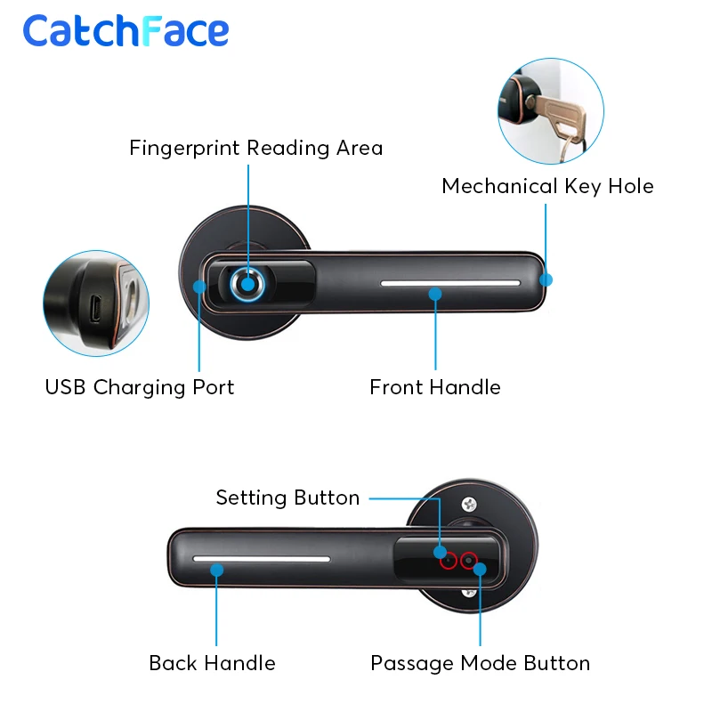 Biometric Fingerprint Door Lock Intelligent Electronic Lock For Home and Office Security With Mechanical key