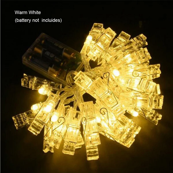 warm white 2 м, 5 м, 10 м светодиодный светильник-гирлянда с зажимом для фото и карт, светильник s для нового года, Рождества, фестиваля, вечерние, Свадебные Лампы, украшение дома - Испускаемый цвет: warm white