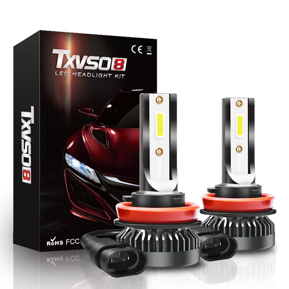 

2020 TXVSO8 Mini H11 Led Bulbs 6000K Car Headlight 12V 8000LM lamps H8 H9 360 Degree Universal Auto Lights COB led voiture