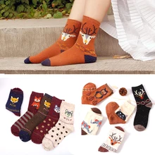 

Women's Socks Mid Tube Lovely Cartoon Animals Pattern Soft Warm Winter Wool Socks Comfortable Casual Knitted Socks New Year Gift