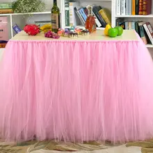 Ручная работа, мягкие Тюлевая оборка для стола контраст Цвет лоскутное платье-пачка скатерть на стол детская игрушка в ванную для дня рождения, Хэллоуина Декор