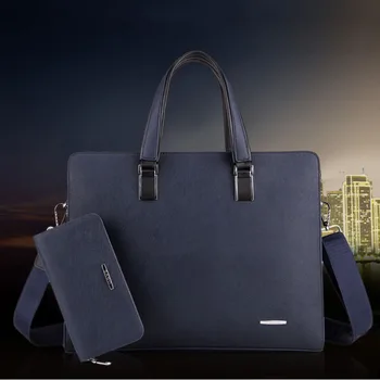 

Briefcase PU Leather Zipper Horizontal Section Square Handbag Men's Briefcase Portable rossbody bag