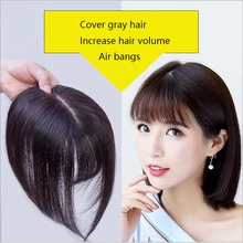 

MANWEI Straight hair Women Topper Light One-piece Hair Extension with Bangs mixed Synthetic hair Clip-in Hairpieces