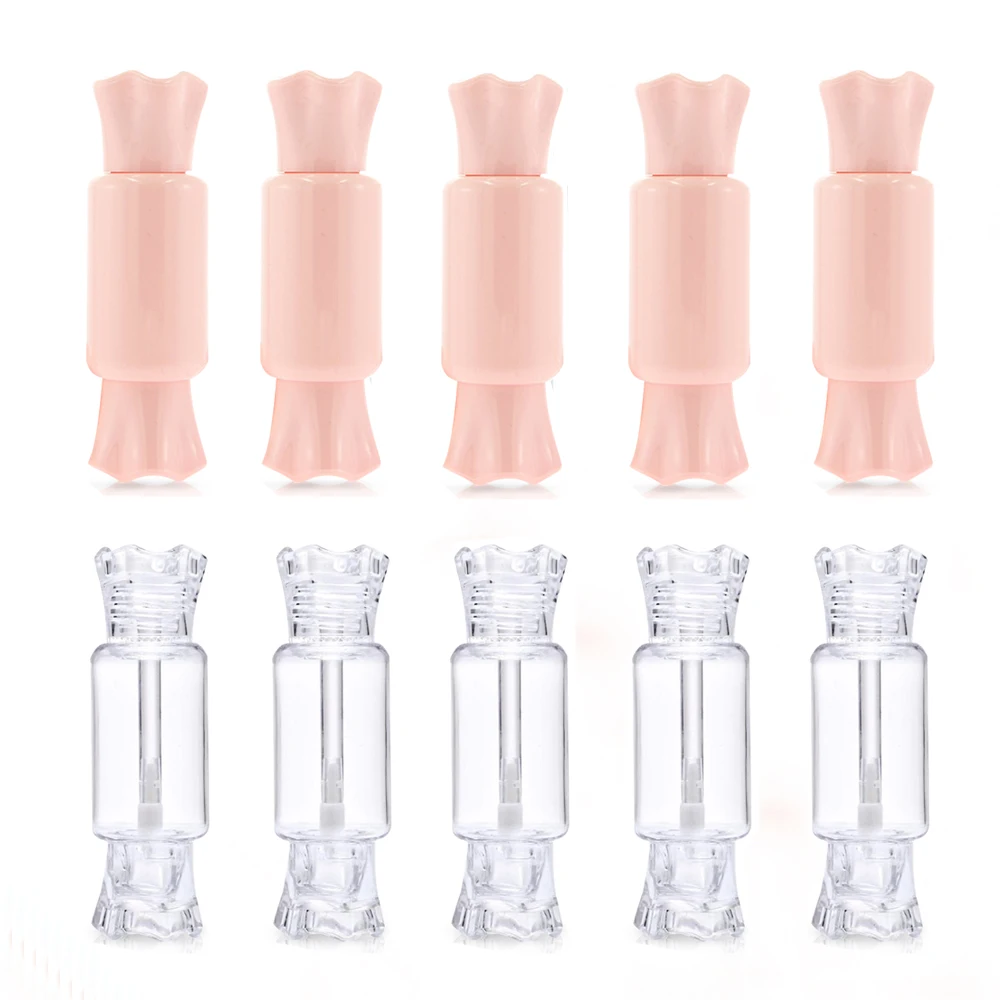

8ml Clear Lip Gloss Candy Tube Empty Packaging DIY Lip Gloss Lipstick Bottle Cosmetic Lipgloss Container Refillable Bottles Pink