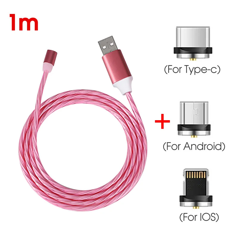 Магнитное светящееся зарядное устройство type-C type C USBC Micro USB для iPhone для samsung для Xiaomi быстрое зарядное устройство кабель Anker зарядный шнур - Цвет: 4866101