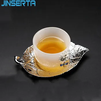

JINSERTA Antique Metal Storage Tray Tea Coffee Tray Anti-slip Mat Coaster Handmade Home Hotel Restaurant Tea Set Accessories