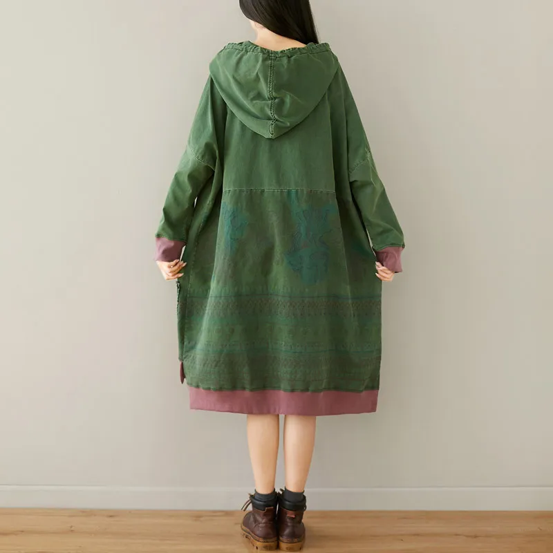 Женское мешковатое платье с капюшоном большого размера d асимметричное
