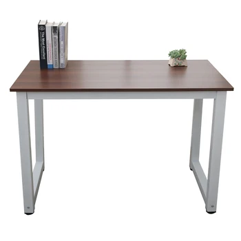 

【US Warehouse】110cm Decent High Strength Wooden Computer Desk Brown（Computer Desk Table）