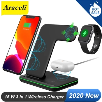 

Araceli 3 In 1 Multi-function 15 W Fast Wireless Charger for Iphone Samsung Mobile Phone Headset Smart Watch Wireless Charger