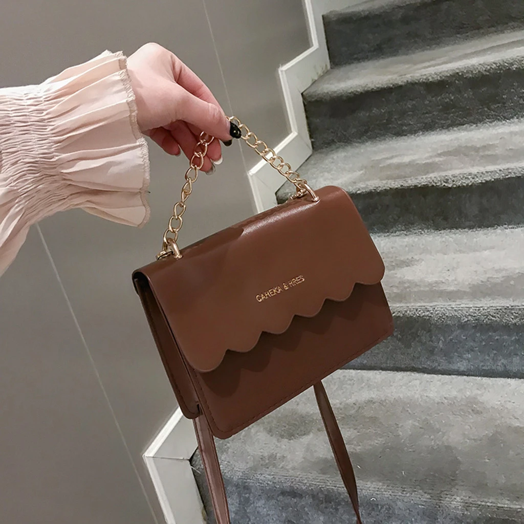 Simple Flap Shoulder Fashion Women Bag Leather Bags Girls Pure Color Mini Messenger Chest Cross Body Handbags Bolsa Feminina 820