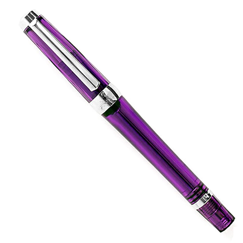 Purple Новая вакуумная авторучка Wing Sung 3013 Wingsung/Paili 013 из смолы, прозрачная Качественная ручка EF/F 0,38/0,5 мм, чернильная ручка, деловой подарок - Цвет: Purple