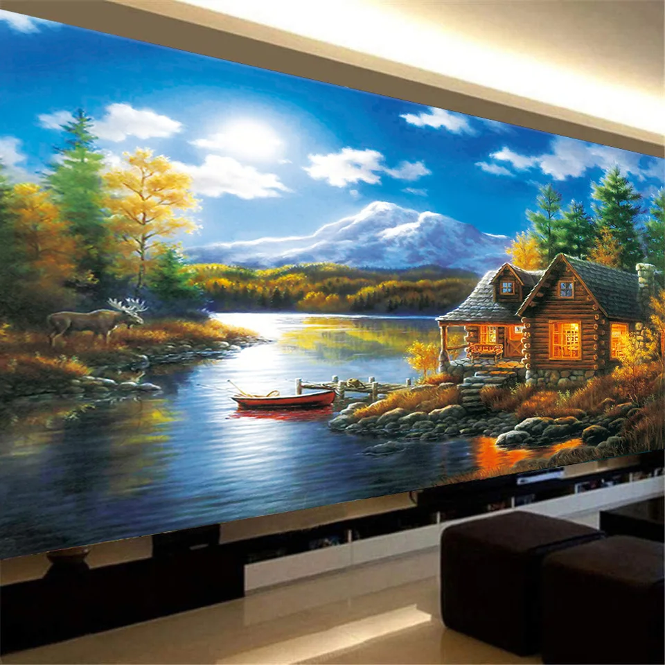 Diamond-Embroidery-Lakeside-Scenery-House-Diamond-Painting-Full-Round-Landscape-Rhinestones-Pictures-Cross-Stitch-Mosaic