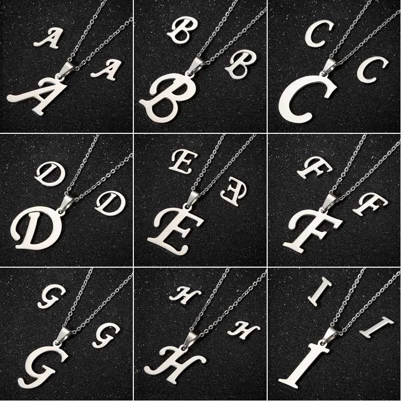 SMJEL Initial Letters Earrings Women Gold Color Chain 2019 Fashion Stainless Steel 26 Letter Earring Statement Collier Femme | Украшения и