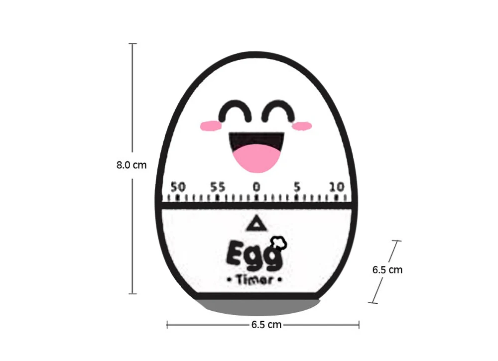 Mechanical Clockwork Egg Kitchen Timer 60-Minute Smile Face Kitchen Timer Desktop Reminder Alarm Stopwatch Cartoon Egg Tool