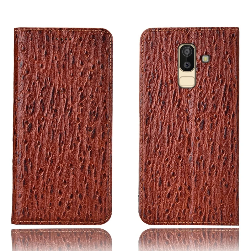 

Ostrich Pattern Genuine Leather Ultra Thin Card Slot Case For Samsung Galaxy A8 Plus 2018/Samsung Galaxy A8 2018 Magnetic Case