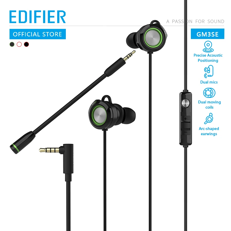 

EDIFIER GM3SE gaming headset Dual mics Dual moving coils Precise Acoustic Positioning Arc shaped earwings earphone