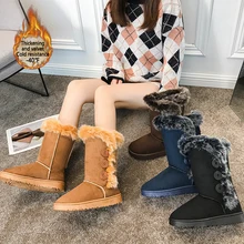 Зимние ботинки; женская обувь; коллекция года; зимние ботинки; ботинки на платформе с мехом; утепленные бархатные ботинки; длинные черные ботинки для девочек с пуговицами; большие размеры
