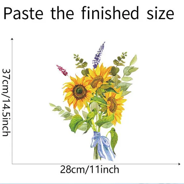 Adesivo Murale Girasole 98x32cm - Decorazione Rimovibile Per Pareti, Frigorifero E Mobili - Foto 8