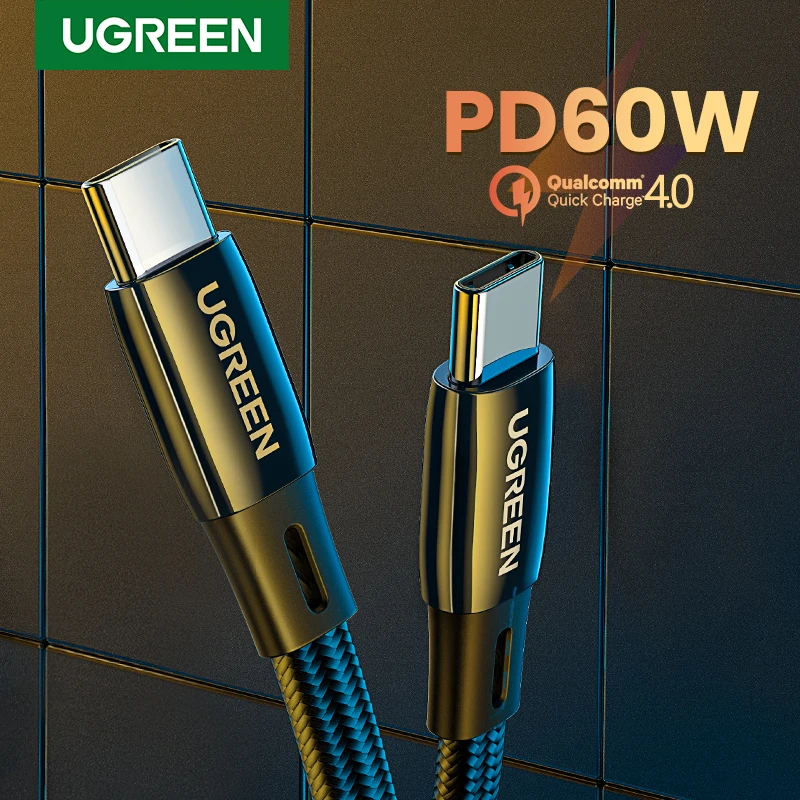 UGREEN USB C к кабель 60 Вт Тип быстрое зарядное устройство для зарядки PD Type Samsung S20 MacBook