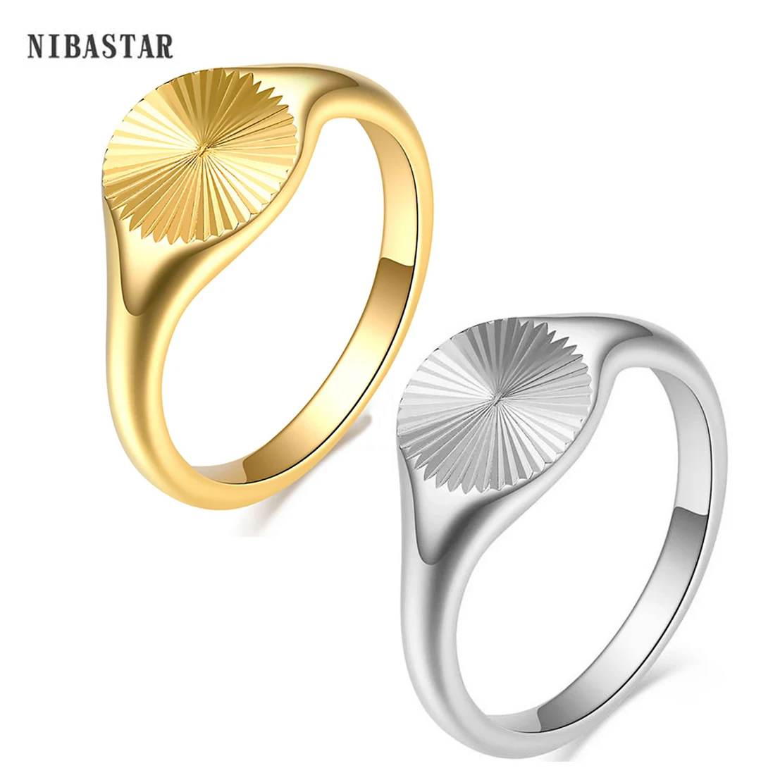 Carve Wave Rings For Women Minimalist Dainty Rays Texture Circle Ring Stainless Steel Signet Chunky Dome Ring finger rings womens ring jewelry rings ring jewelry signet ring