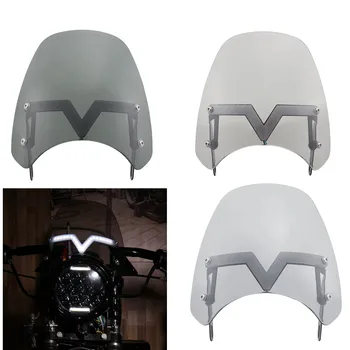 

3Colors Motorcycle 5-7" Windshield Sport Wind Deflector W/ LED Turn Light DRL For Harley Touring Suzuki Street Cafe Racer