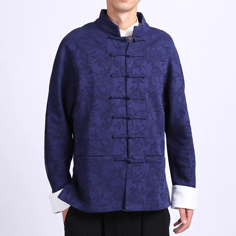 

Mens Traditional Chinese Clothing Cotton Linen Master Tang Suit Men Floral Embroidered Kung Fu Tai Chi Jackets Male Tops CN-002