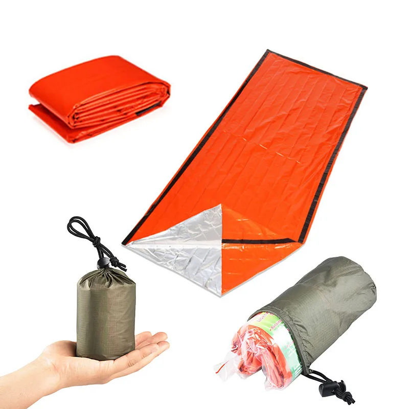 

Portable Sleeping bag Mini Tear resistant 2pcs Emergency Thermal Waterproof Survival Orange Insulation
