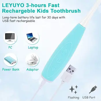 

3 Sides Children Sonic Electric Toothbrush 5 Modes Use Usb Days 4 Heads Teeth Type U Toothbrush 3H Rechargeable 25 W2V3