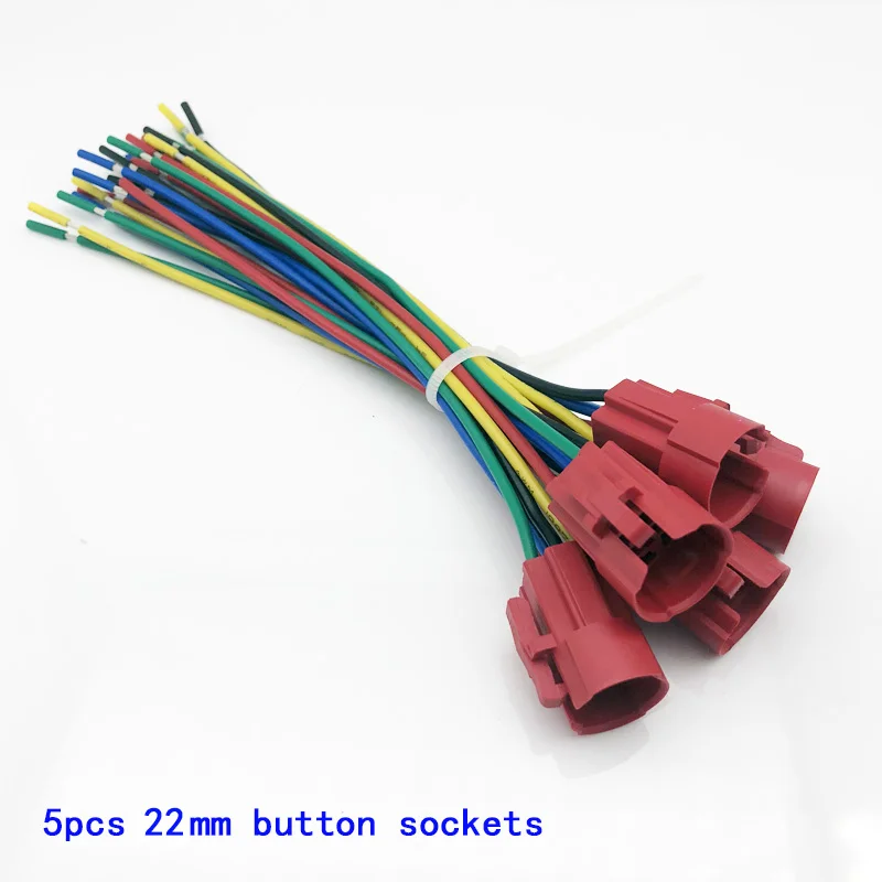 5pcs Button sockets 5 шт./лот 22 мм металлическая кнопка переключатель плоский головное кольцо/Мощность логотип 3-220-вольтовый моментальная Перезагрузка/Блокировка Водонепроницаемый Авто Инж - Цвет: 5pcs Button sockets