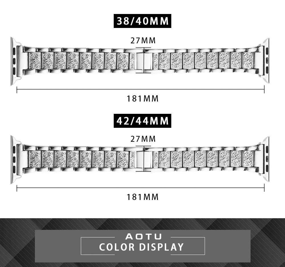 Ремешок из нержавеющей стали для Apple Watch 40 мм 44 мм 38 мм 42 мм Дамский бриллиантовый ремешок для Apple iWatch серии 5 4 3 2 1 iWatch браслет