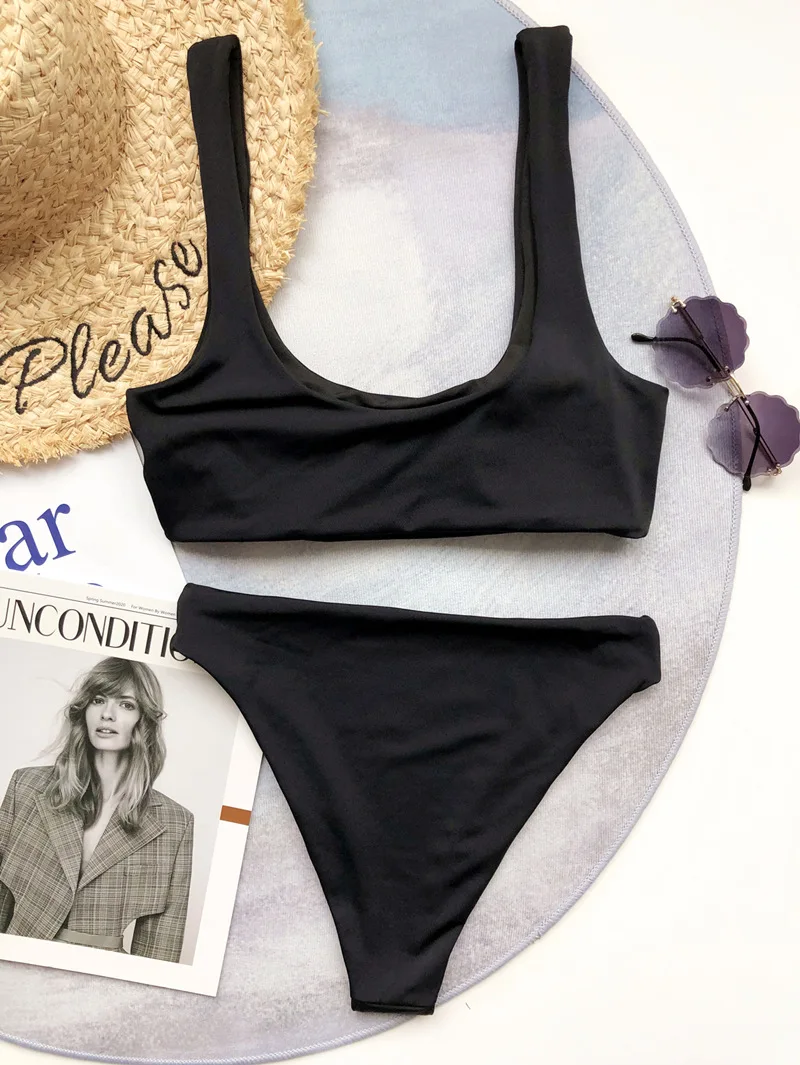 High waist bikinis 2020 Bandeau swimsuit women swimwear female mujer Sports Vintage bathing suit Two piece suit biquini