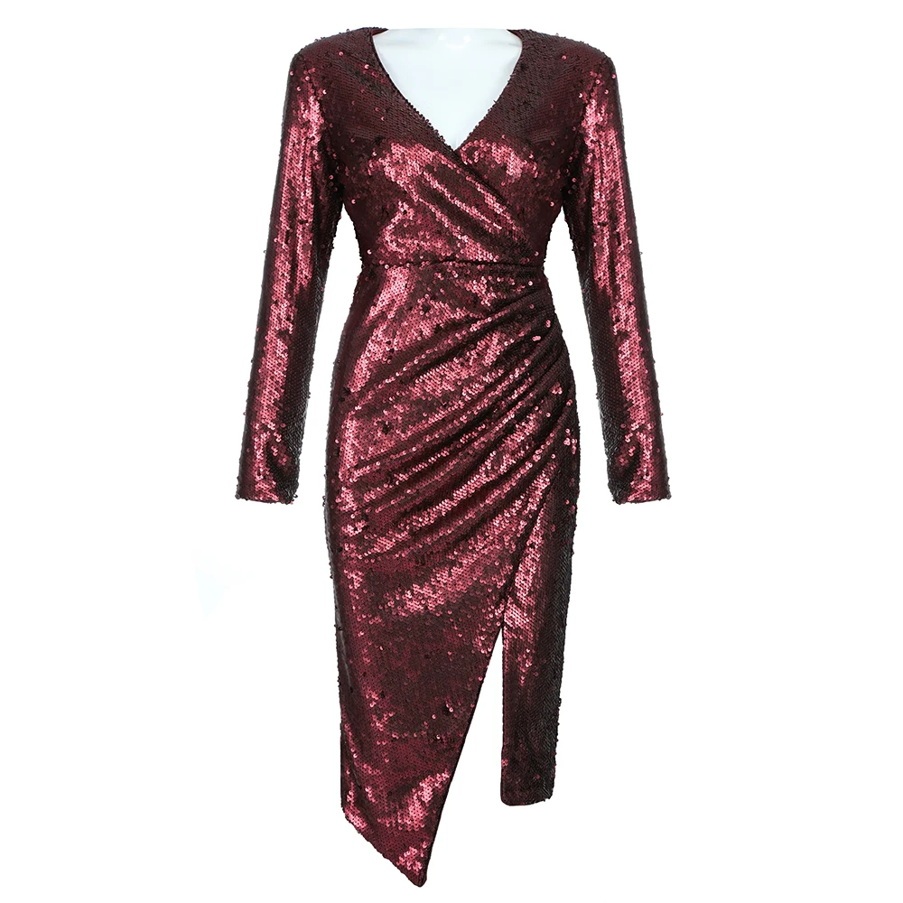 Высококачественное модное платье с длинным рукавом и длиной до колена, элегантное вечернее платье