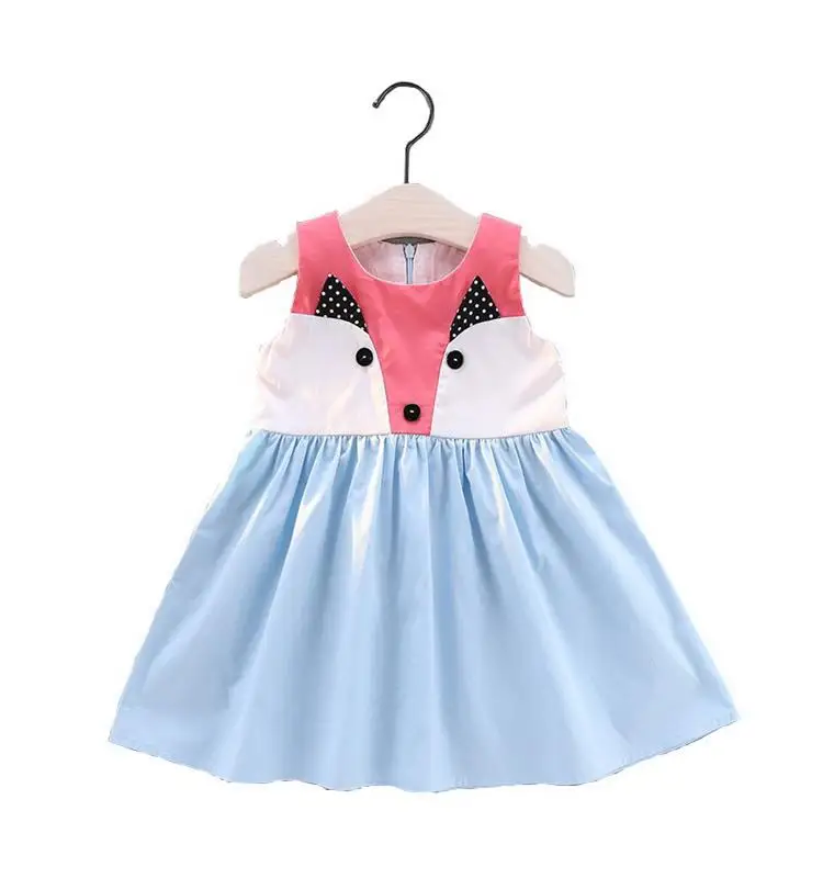 Платье принцессы для девочек, милое летнее платье с принтом «Лисенок» для детей, детское платье, маленький и рукавами-крылышками для
