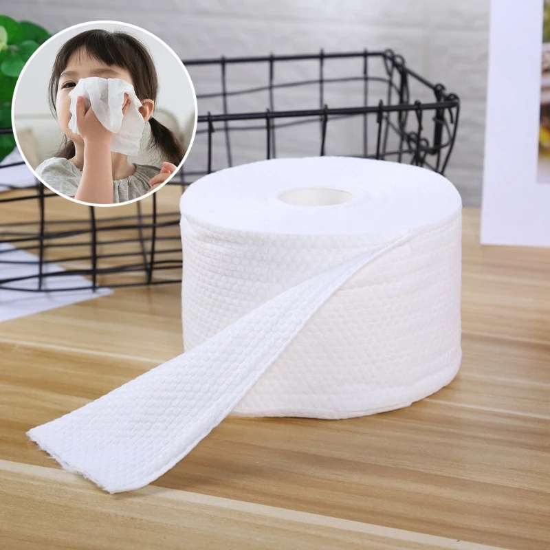 45 Sheets/Roll Disposable Face Towel Ultra Soft Thick Cotton Facial Tissue Washcloth Dry Wipes Makeup Remover Cleansing for Skin