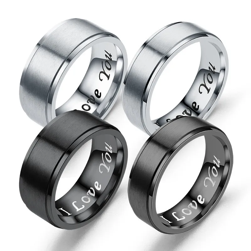 

4 Style Fashion Forever I LOVE YOU Ring Classic Matte Stainless Steel Ring Women Men Couple Jewelry Gift for Wedding Anniversary