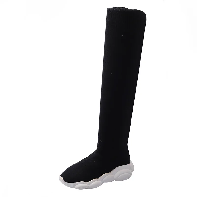 Slip on Sneakers Women Socks Boots Round Toe Over The Knee Boots Women Botas Mujer Rubber Flat Platform Women High Boots