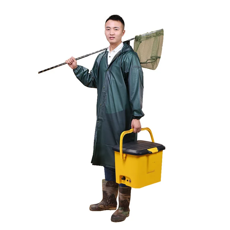as the figure shows Men Outdoor Rain Coat For Working Hiking Fishing 1pc Breathable Quality Oxford Raincoat Adult Impermeable Hooded Rain Wear Cover - Цвет: as the figure shows