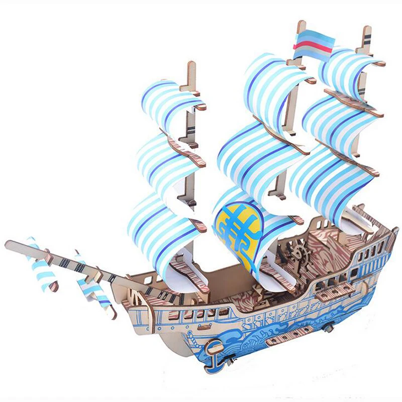Лобзик завод прямой DIY 3D деревянная Сборная модель Дерево трёхмерная головоломка-пазл модель моделирования купец парусная лодка корабль