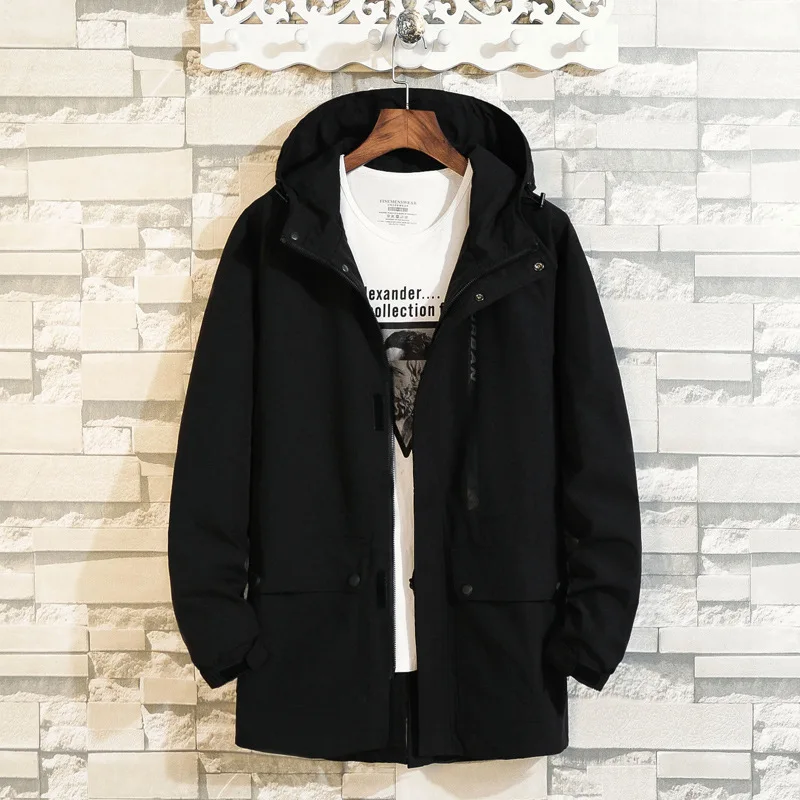 

Men Jacket Fat Man Lian Cap Plus Fat plus Size Coat Solid Color Leisure Loose Fat Top Autumn