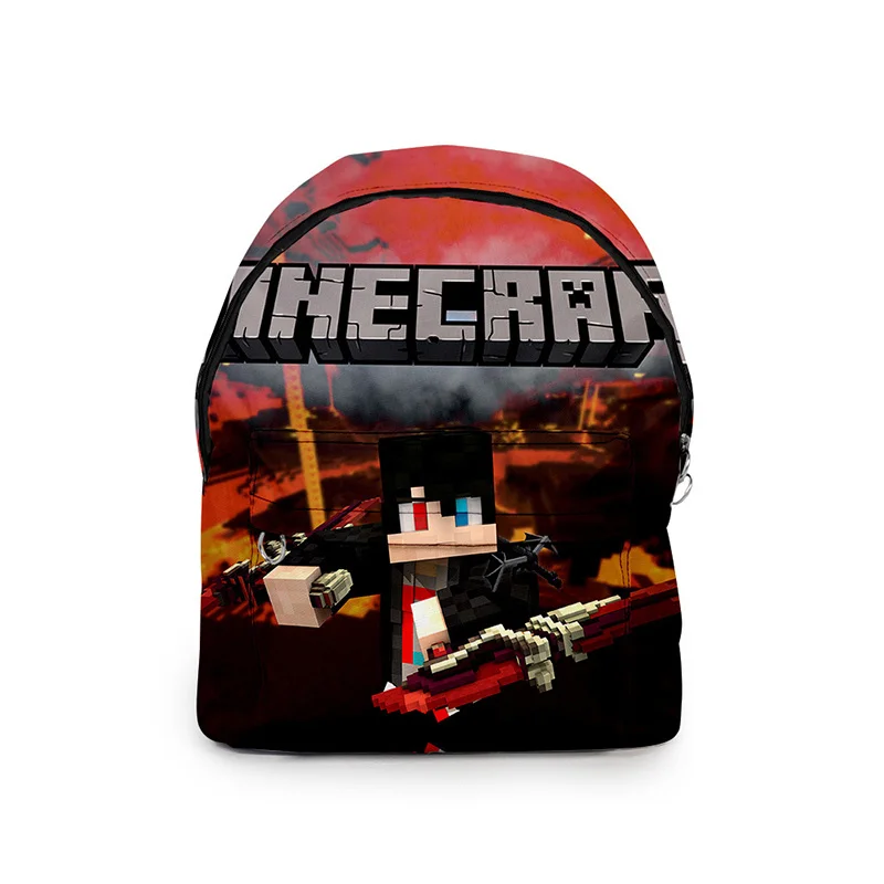 

2020 Minecraft Creative Khaki Canvas Backpack Color Book Student Youth Campus Bag Waterproof Sports Bag Gift for Children